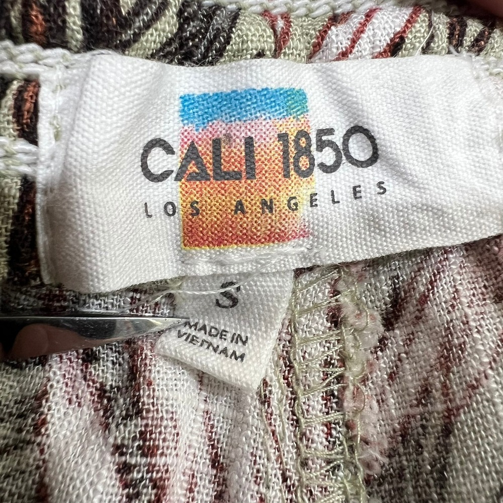 Cali 1850 Linen Blend Tropical Palm Print Beach Pants Sage Women's Size S NWT - Picture 4 of 14